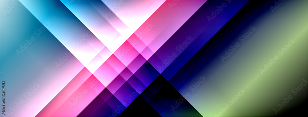 Poster Dynamic shadow lines with gradient colors geometric background