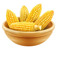 Corn on the Cob in a Bowl isolated on transparent background