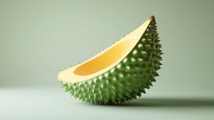 Durian slice,  minimalist still life, studio shot, food photography