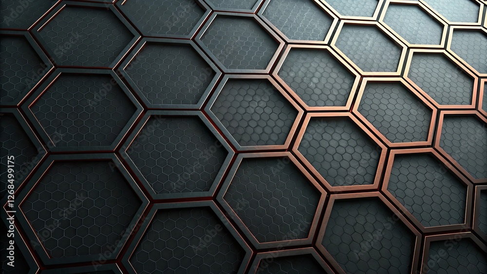 Poster a black and gold hexagonal pattern