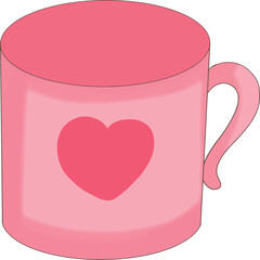 a pink cup with a heart on it