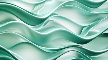 Obraz premium Abstract teal and white wavy folds, fluid design background