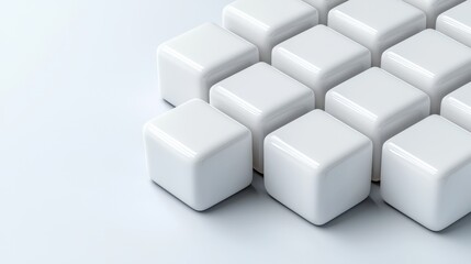 Obraz premium A close-up of white, glossy cubes arranged in a grid pattern, creating a clean and modern aesthetic.