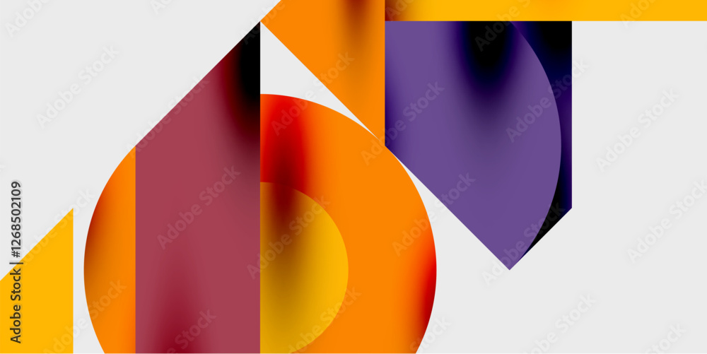 Aufkleber Modern abstract background featuring circles, lines, and triangles in a dynamic geometric composition. Perfect for stylish, tech, or creative-themed designs