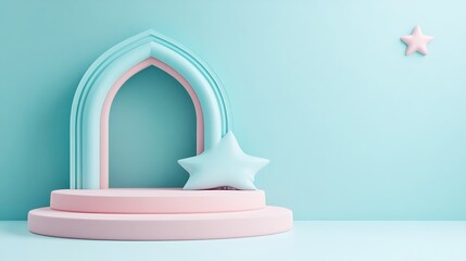 Pastel Pink and Blue Archway with Stars Display