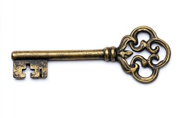 Antique ornate key isolated on white background (1)