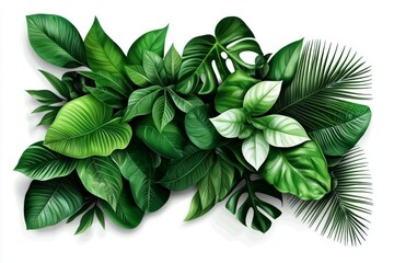 Unique jungle leaf arrangement isolated on a light backdrop.