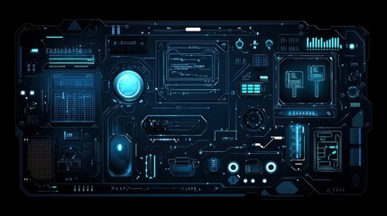 Fototapeta premium Futuristic Technology Interface Abstract Digital Control Panel with Glowing Elements