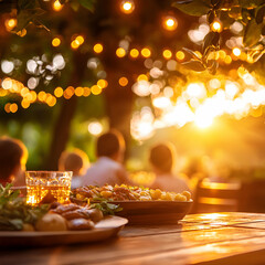 Sunset Golden Hour Outdoor Dinner Party with Friends