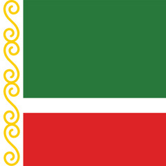 Obraz premium Flag of Chechnya. Chechnya square flag icon digital vector illustration