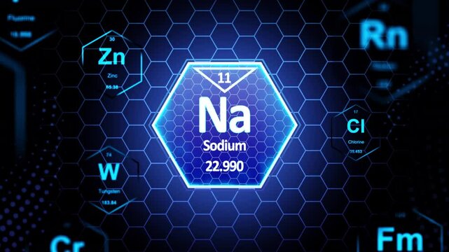 Sodium(Na) Periodic Element, Animation.Full HD 1920&times;1080. 13 Second Long,