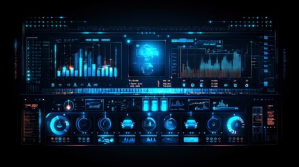 Futuristic HUD Interface Advanced Car Telematics and Data Visualization