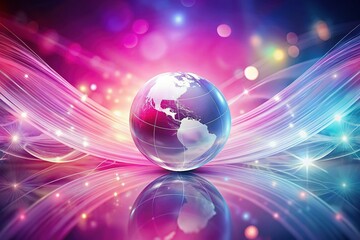 Obraz premium Abstract Pink & White Globe Network Background - Connectivity Concept Stock Photo
