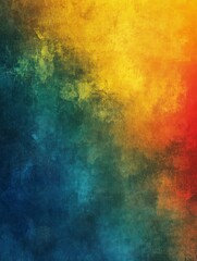 Fototapeta premium Abstract background with gradient colors, ranging from green to yellow, orange, red, and blue, with a grainy texture