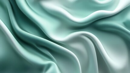 Obraz premium Elegant Mint Green Fabric Waves: A Luxurious Textile Background
