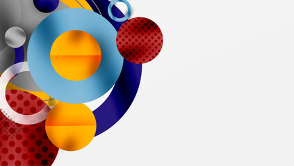 Abstract Circle Design with Overlapping Transparent Geometric Shapes