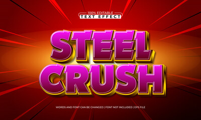 steel crush editable text effect with a hero and punch text style