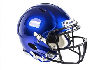 Fototapeta premium Blue football helmet, studio shot, white background, sports (4)