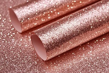 Obraz premium Close up of two shiny metal pipes on glitter background. Shallow depth of field