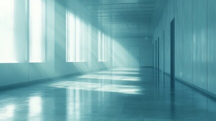 Bright and Serene Interior Hallway with Natural Light Streaming In