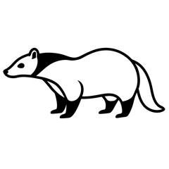 Minimalist Badger Line Art Vector