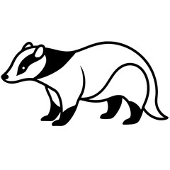 Minimalist Badger Line Art Vector