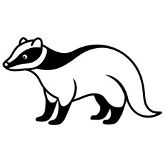 Minimalist Badger Line Art Vector