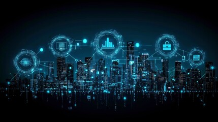 Fototapeta premium Smart City Digital Transformation and Technological Innovation in Urban Environments