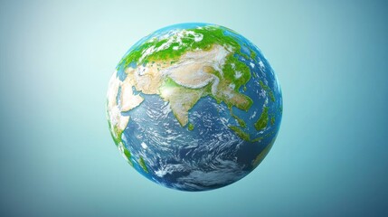 Detailed Earth globe, showing Asia, on light background. Use Education, presentation