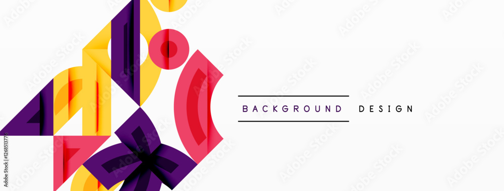 Aufkleber Abstract geometric background with shapes, featuring circular and rounded elements. Bold contrast, smooth gradients, dynamic composition, futuristic style