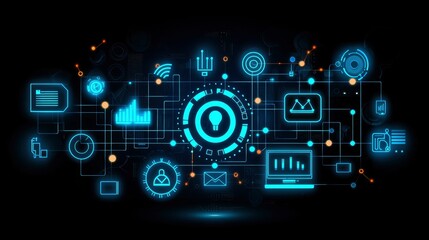 Fototapeta premium Global Network of Connected Data and Ideas Futuristic Technology Concept