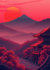 Fototapeta premium landscape japanese art