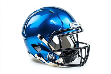 Fototapeta premium Blue Football Helmet Studio Shot, White Background (1)