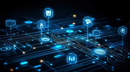 Global Network of Digital Data and Information Flowing Through a Circuit Board