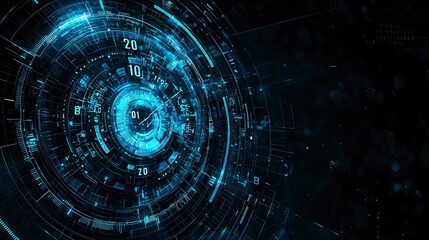 Obraz premium Abstract Futuristic Technology HUD Interface with Glowing Circular Elements and Digital Data