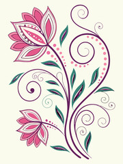Elegant Floral Design with Decorative Elements and Vintage Patterns