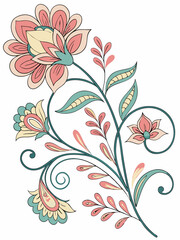 Ornate floral vector swirls and leaf silhouettes create a seamless abstract pattern