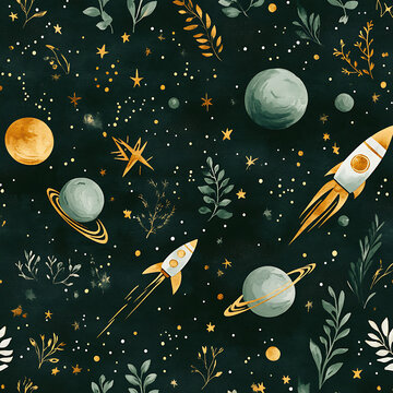 Iimage of a Seamless space colour pattern.