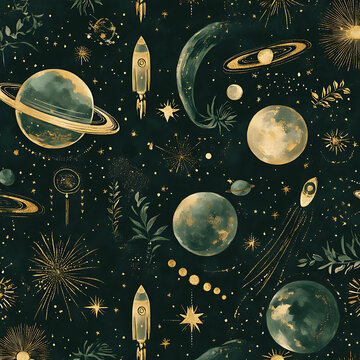 Iimage of a Seamless space colour pattern.