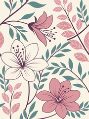 Vintage floral seamless pattern with leaf and blossom texture