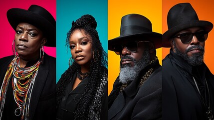 Colorful Studio Portraits Black Musicians