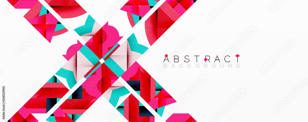 Leinwandbilder Abstract geometric composition with interlocking circular and angular shapes, featuring smooth gradients and sharp contrasts on a white background