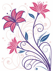 Floral Elegance: A stylized floral design, with intricate details and vibrant colors, depicting a bouquet of lilies, exudes a sense of artistry and aesthetic appeal. This illustration.