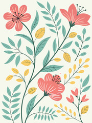 Seamless Floral Pattern with Flowers and Leaves for Decorative Wallpaper Design