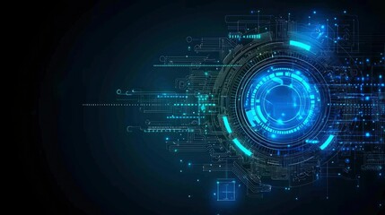 Fototapeta premium Futuristic Technology Abstract Background Glowing Circuit Board with Central Hub