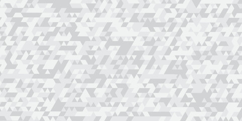 Abstract geometric white and gray background seamless mosaic and low polygon triangle texture wallpaper. Triangle shape retro wall grid pattern geometric ornament tile vector square element.	