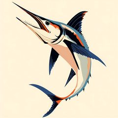 marlin tuna sword fish vintage logo badge sport fishing vector illustration.