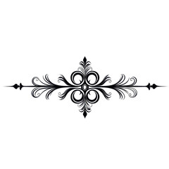 Elegant Dark Floral Ornament Design Divider isolated on a transparent background