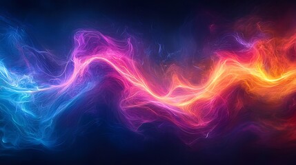 Fototapeta premium Abstract energy flow, vibrant colors, dark background, digital art, website banner