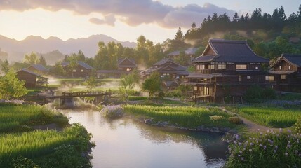 Serene Countryside Retreat in Japan Surrounded by Lush Nature